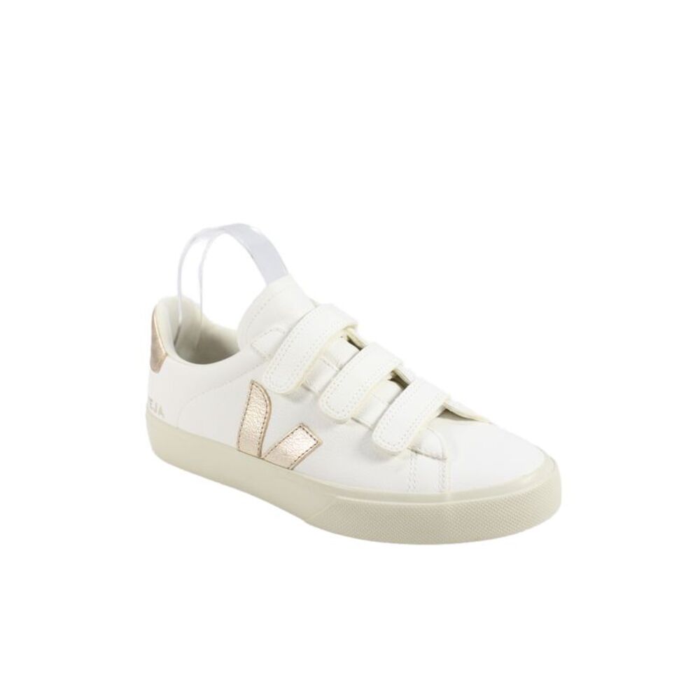 Veja Women's Leather Round Toe Rubber Sole Sneakers White Size 9